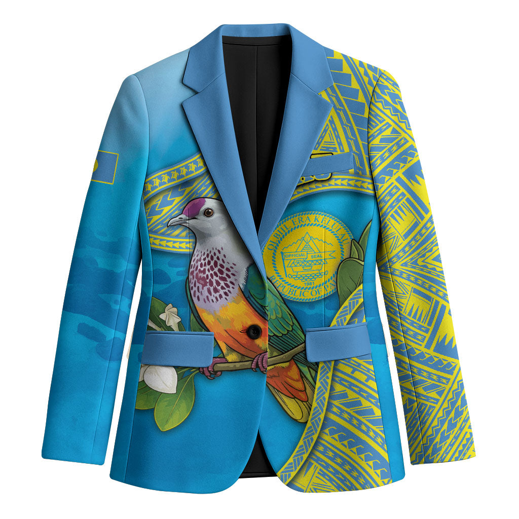 Personalised Palau Biib Bird Blazer Rur Flower And Rock Islands Patterns
