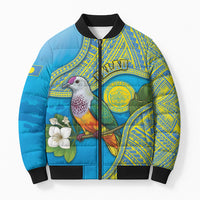 Personalised Palau Biib Bird Bomber Puffer Jacket Rur Flower And Rock Islands Patterns