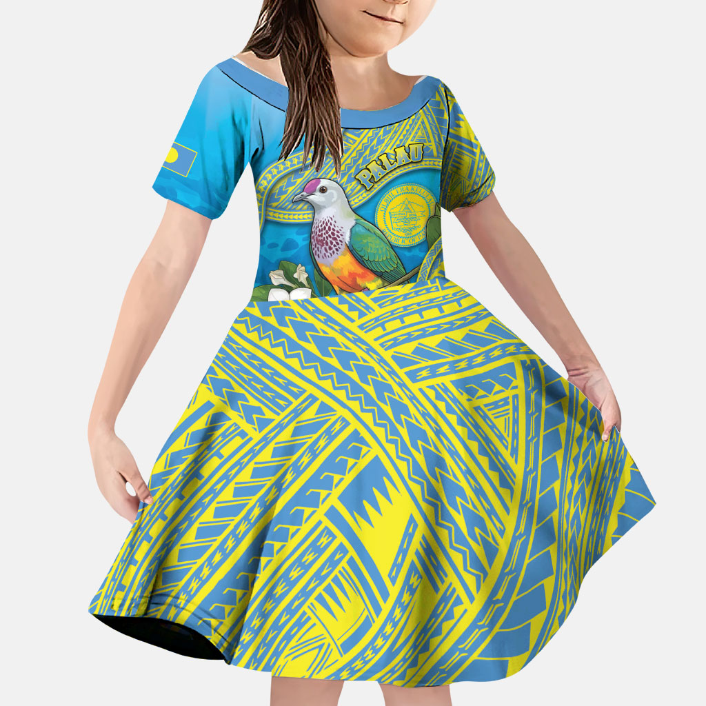 Personalised Palau Biib Bird Family Matching Long Sleeve Bodycon Dress and Hawaiian Shirt Rur Flower And Rock Islands Patterns