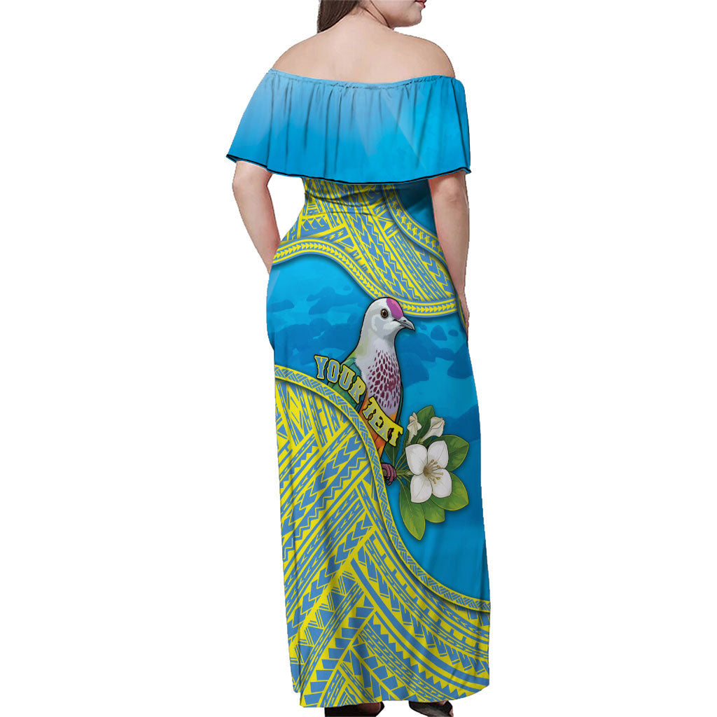 Personalised Palau Biib Bird Family Matching Off Shoulder Maxi Dress and Hawaiian Shirt Rur Flower And Rock Islands Patterns