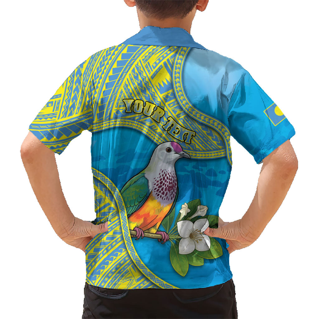 Personalised Palau Biib Bird Family Matching Puletasi and Hawaiian Shirt Rur Flower And Rock Islands Patterns