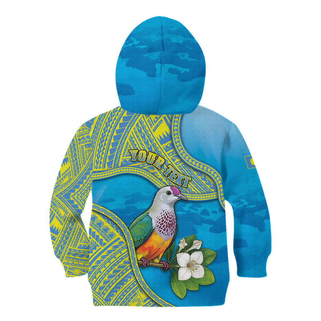 Personalised Palau Biib Bird Kid Hoodie Rur Flower And Rock Islands Patterns DT05 - Polynesian Pride