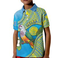 Personalised Palau Biib Bird Kid Polo Shirt Rur Flower And Rock Islands Patterns