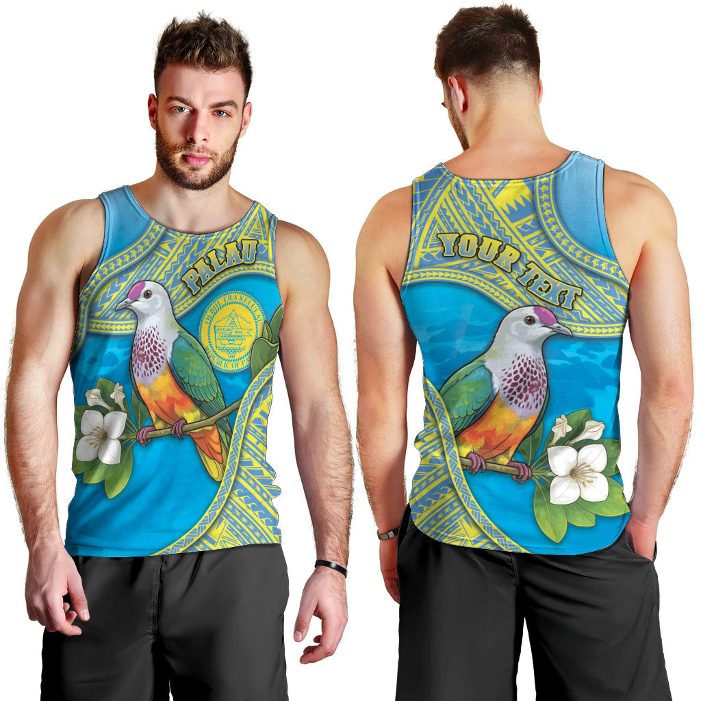 Personalised Palau Biib Bird Men Tank Top Rur Flower And Rock Islands Patterns