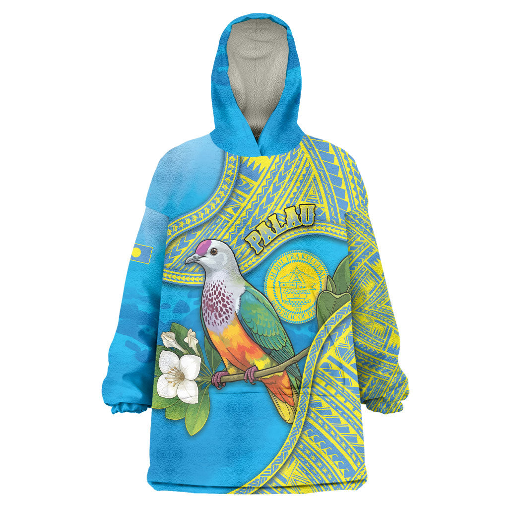 Personalised Palau Biib Bird Wearable Blanket Hoodie Rur Flower And Rock Islands Patterns