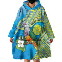 Personalised Palau Biib Bird Wearable Blanket Hoodie Rur Flower And Rock Islands Patterns