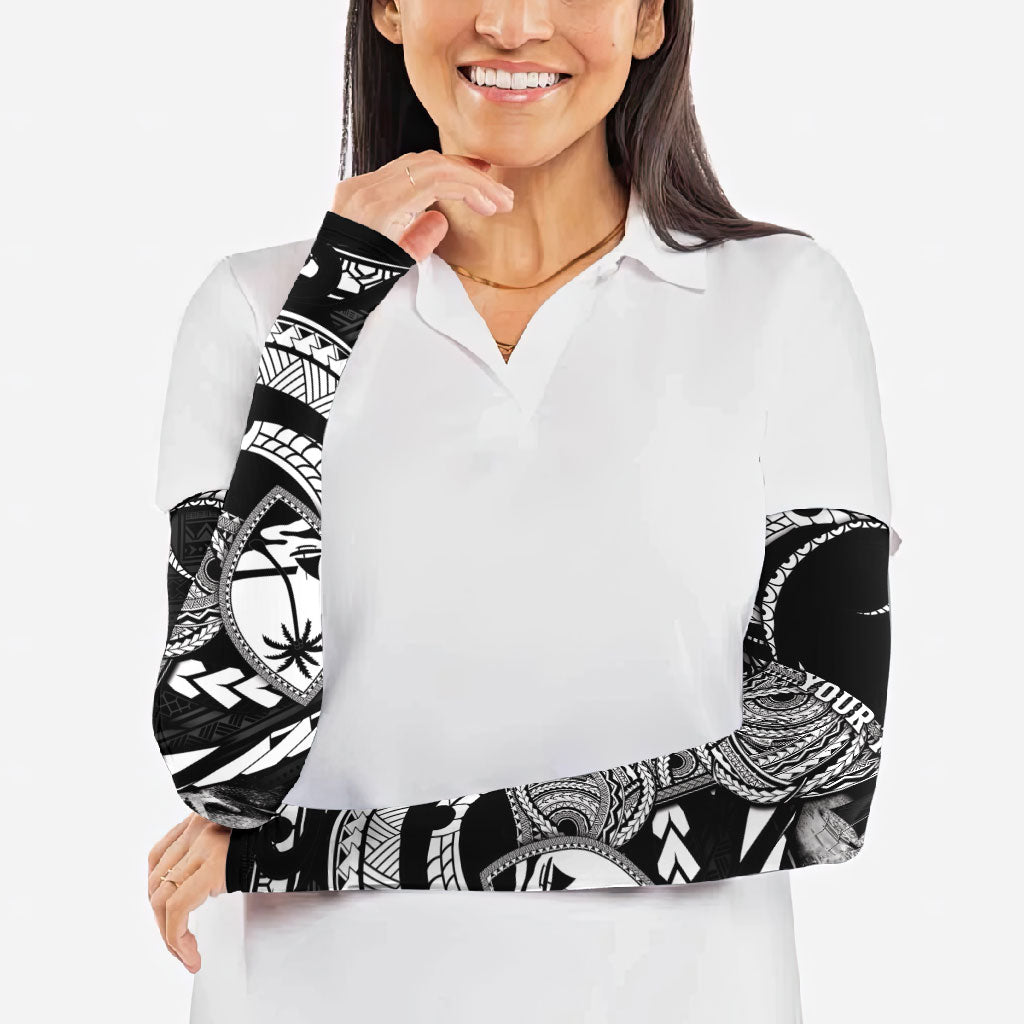 Personalised Guam Liberation Day Arm Sleeves Black White Latte Stone Tribal Patterns