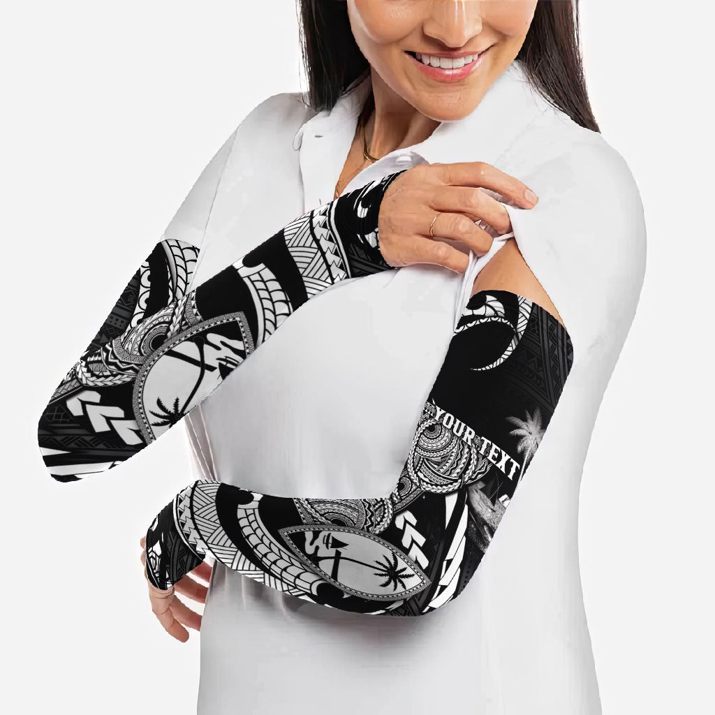 Personalised Guam Liberation Day Arm Sleeves Black White Latte Stone Tribal Patterns