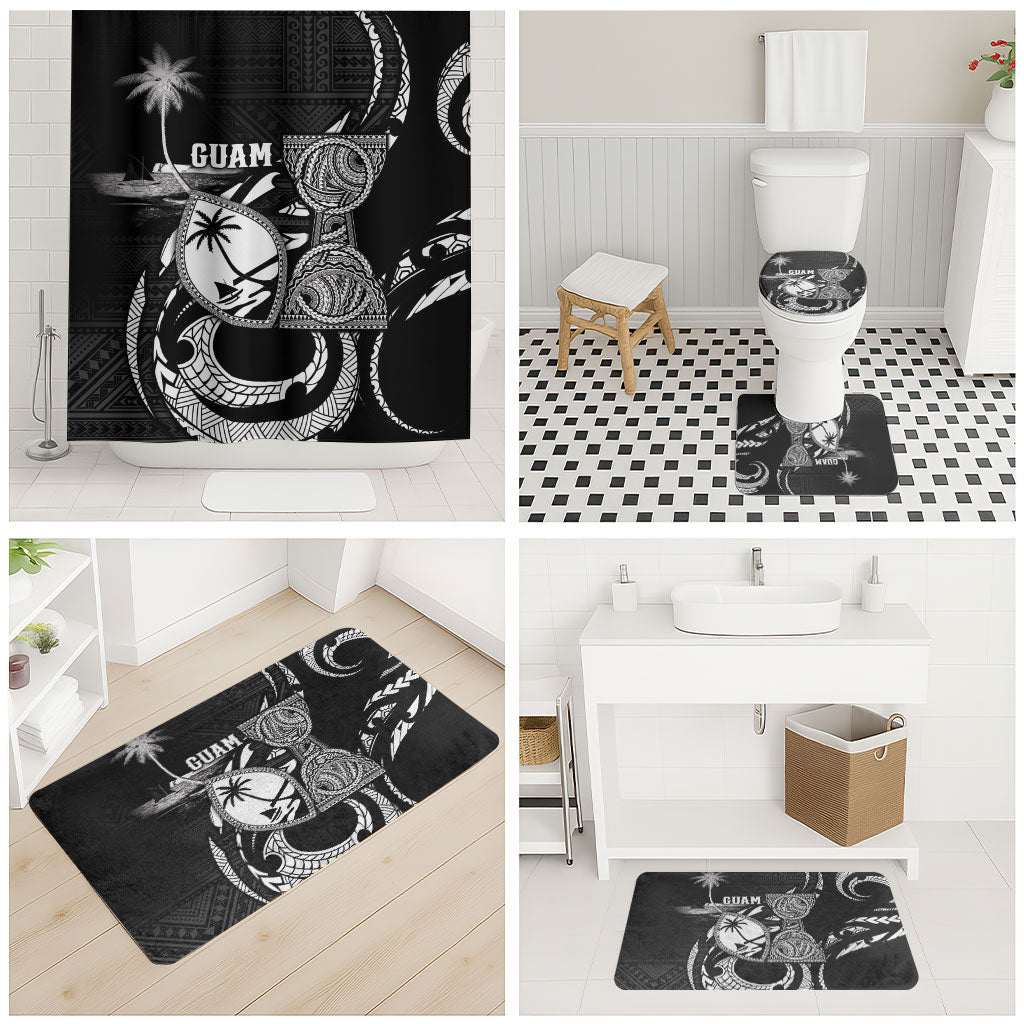 Guam Liberation Day Bathroom Set Black White Latte Stone Tribal Patterns