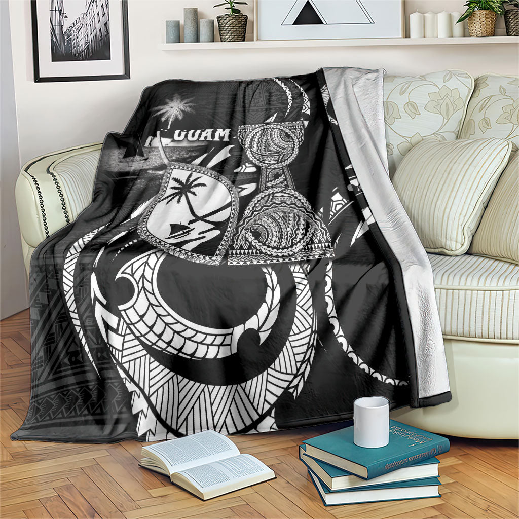 Guam Liberation Day Blanket Black White Latte Stone Tribal Patterns DT05 Black - Polynesian Pride