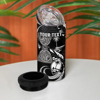 Personalised Guam Liberation Day 4 in 1 Can Cooler Tumbler Black White Latte Stone Tribal Patterns