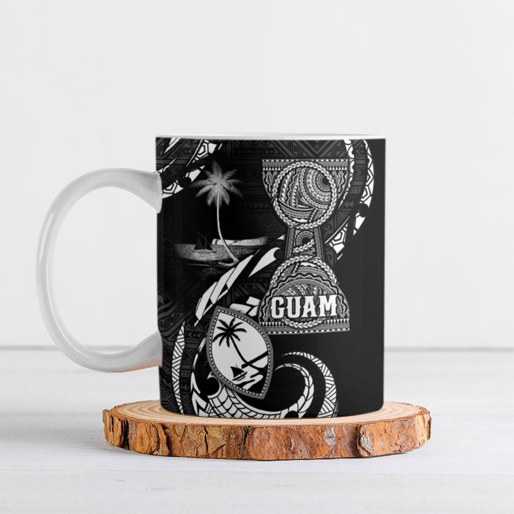 Personalised Guam Liberation Day Ceramic Mug Black White Latte Stone Tribal Patterns DT05 Black - Polynesian Pride