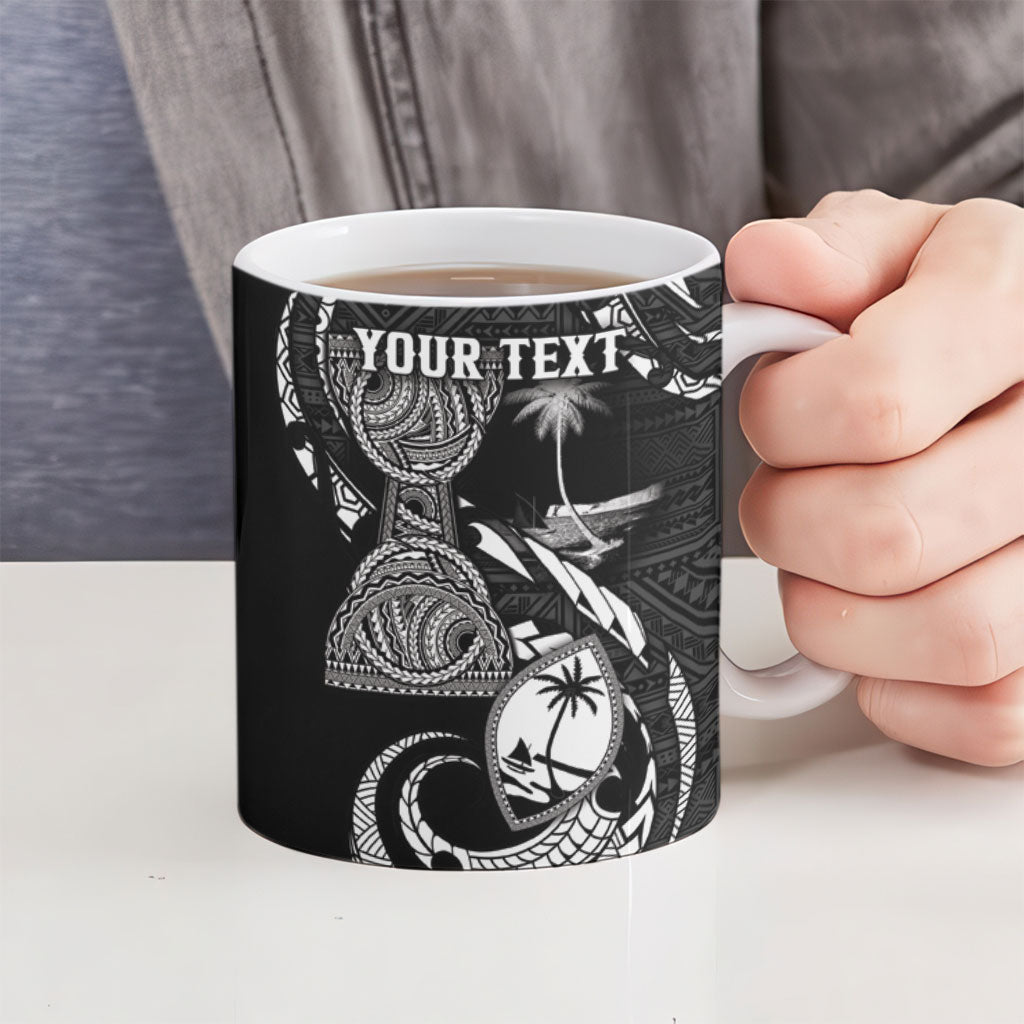 Personalised Guam Liberation Day Ceramic Mug Black White Latte Stone Tribal Patterns