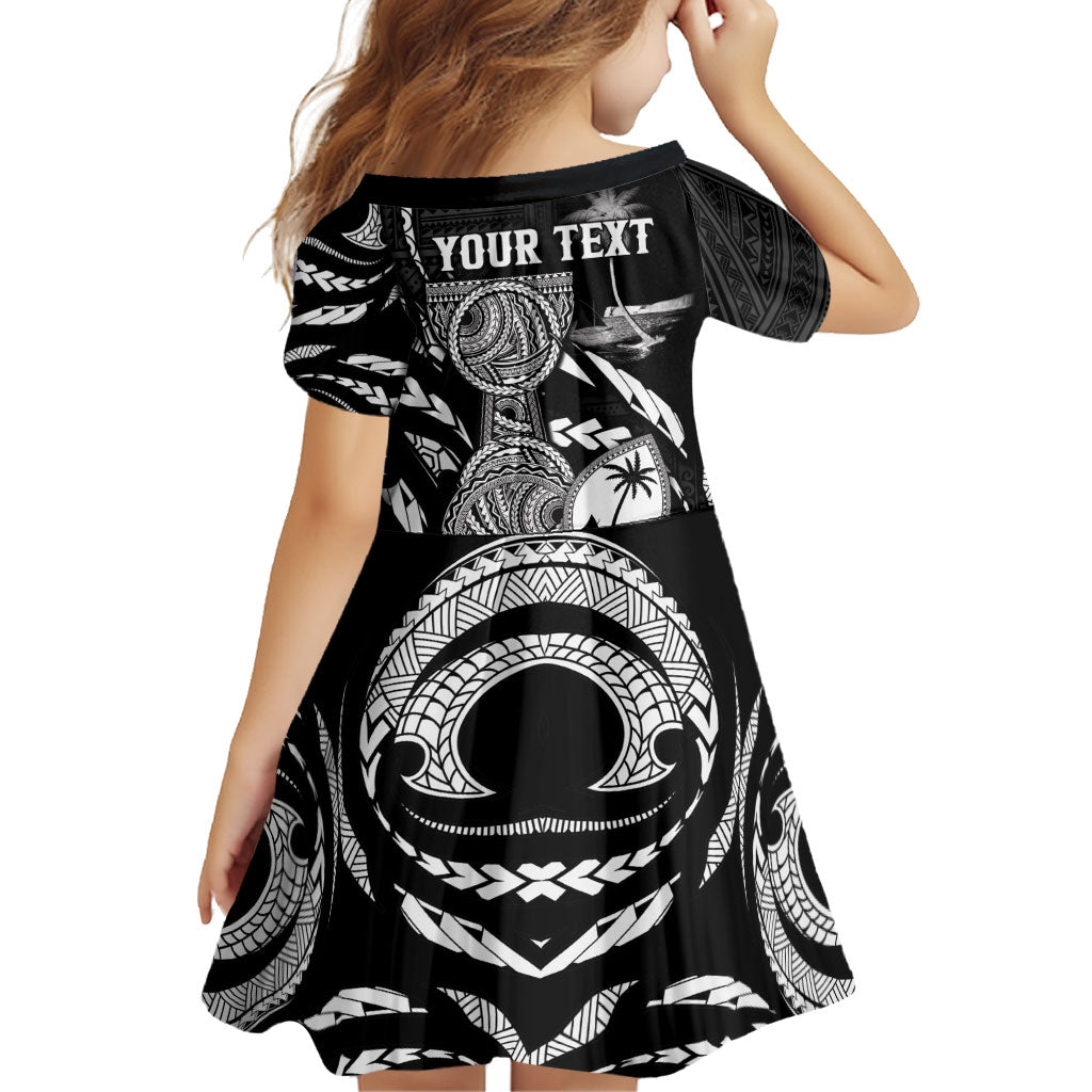 Personalised Guam Liberation Day Family Matching Long Sleeve Bodycon Dress and Hawaiian Shirt Black White Latte Stone Tribal Patterns