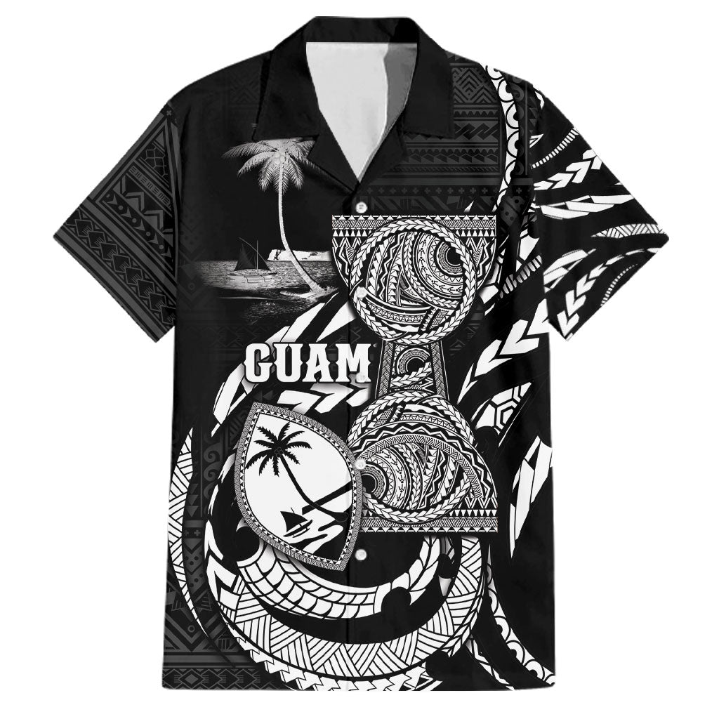 Personalised Guam Liberation Day Family Matching Summer Maxi Dress and Hawaiian Shirt Black White Latte Stone Tribal Patterns