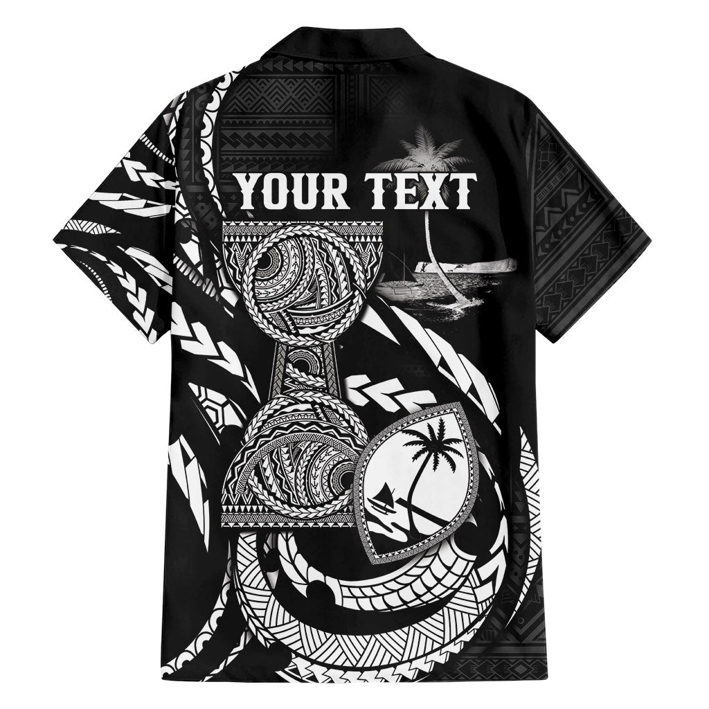 Personalised Guam Liberation Day Family Matching Tank Maxi Dress and Hawaiian Shirt Black White Latte Stone Tribal Patterns