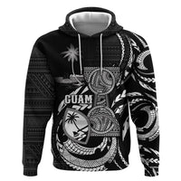 Personalised Guam Liberation Day Hoodie Black White Latte Stone Tribal Patterns