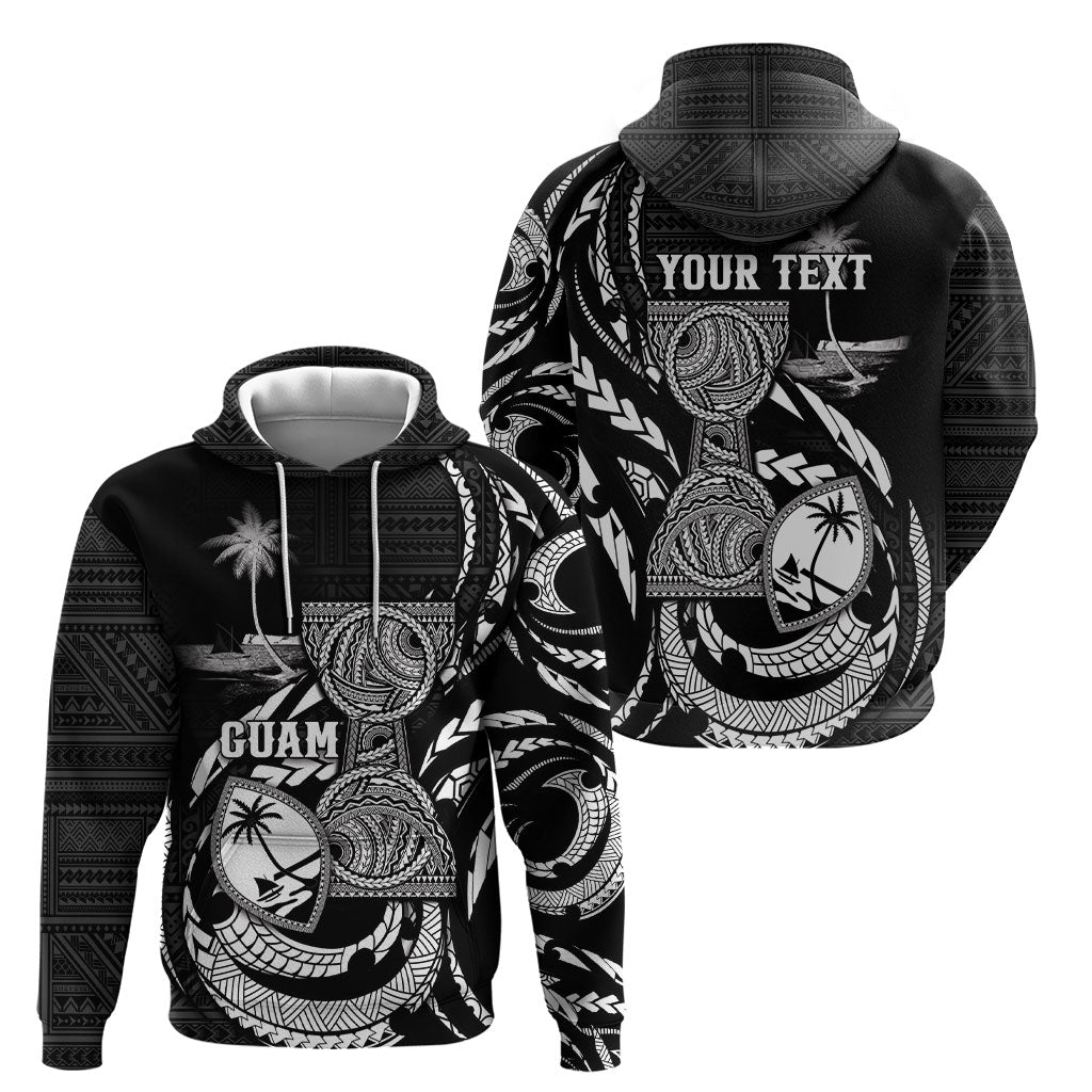 Personalised Guam Liberation Day Hoodie Black White Latte Stone Tribal Patterns