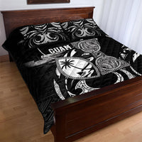 Guam Liberation Day Quilt Bed Set Black White Latte Stone Tribal Patterns