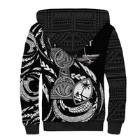 Personalised Guam Liberation Day Sherpa Hoodie Black White Latte Stone Tribal Patterns DT05 - Polynesian Pride