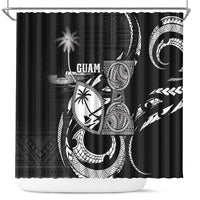 Guam Liberation Day Shower Curtain Black White Latte Stone Tribal Patterns