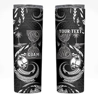 Personalised Guam Liberation Day Skinny Tumbler Black White Latte Stone Tribal Patterns