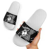 Guam Liberation Day Slide Sandals Black White Latte Stone Tribal Patterns