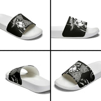 Guam Liberation Day Slide Sandals Black White Latte Stone Tribal Patterns