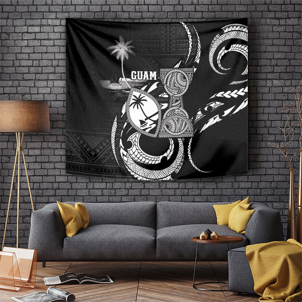 Guam Liberation Day Tapestry Black White Latte Stone Tribal Patterns DT05 Black - Polynesian Pride