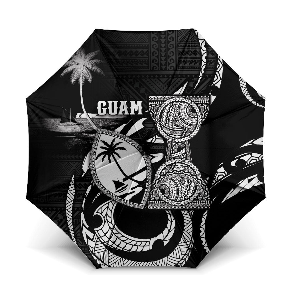 Guam Liberation Day Umbrella Black White Latte Stone Tribal Patterns