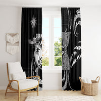 Guam Liberation Day Window Curtain Black White Latte Stone Tribal Patterns