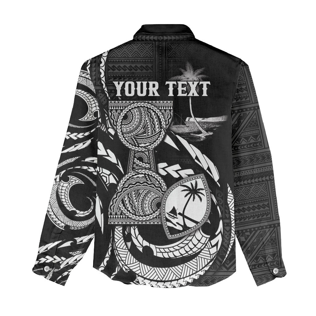 Personalised Guam Liberation Day Women Casual Shirt Black White Latte Stone Tribal Patterns