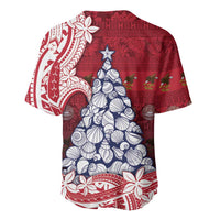 American Samoa Christmas Baseball Jersey Seashell Xmas Tree Tribal Waves - Polynesian Pride