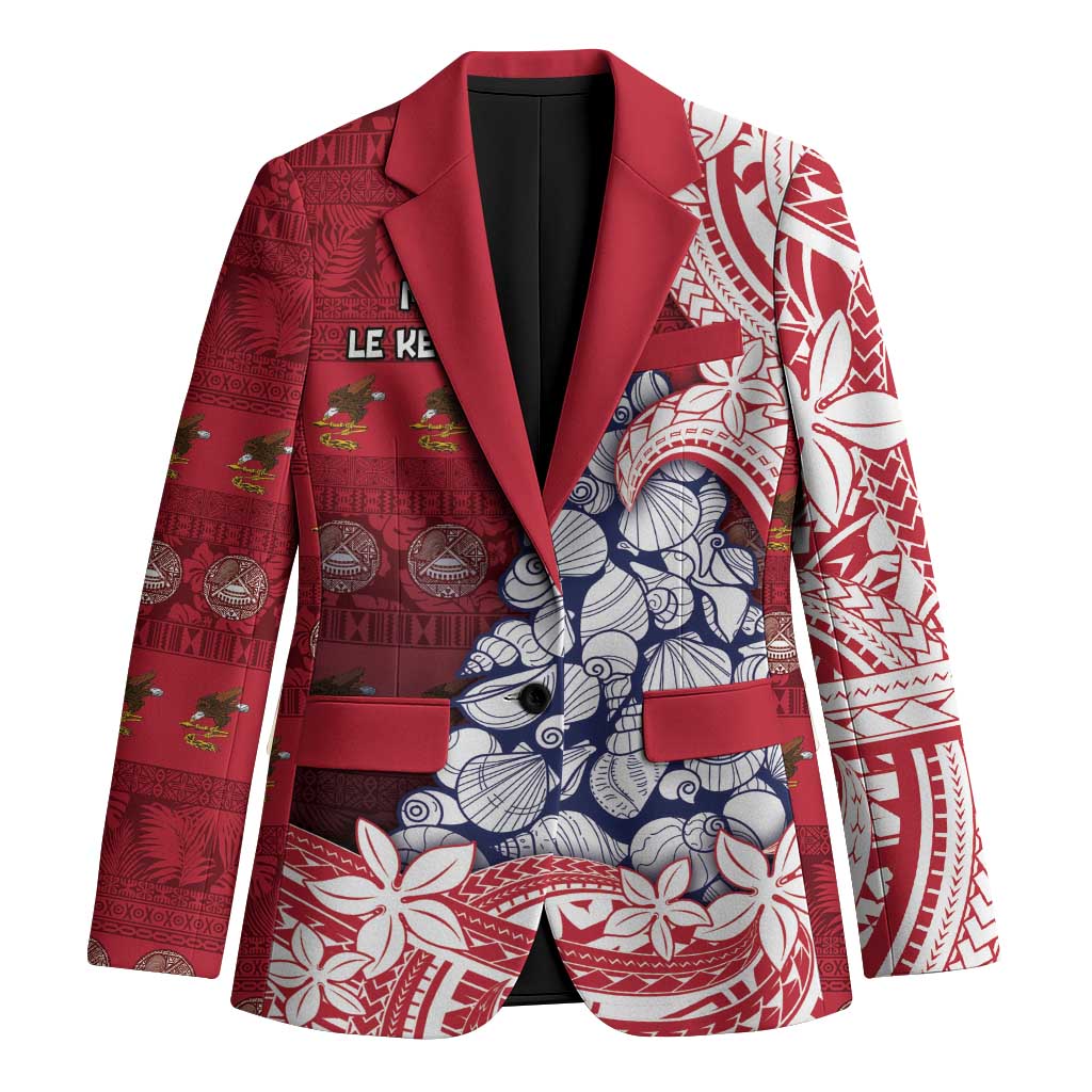 American Samoa Christmas Blazer Seashell Xmas Tree Tribal Waves - Polynesian Pride