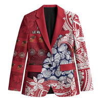 American Samoa Christmas Blazer Seashell Xmas Tree Tribal Waves - Polynesian Pride