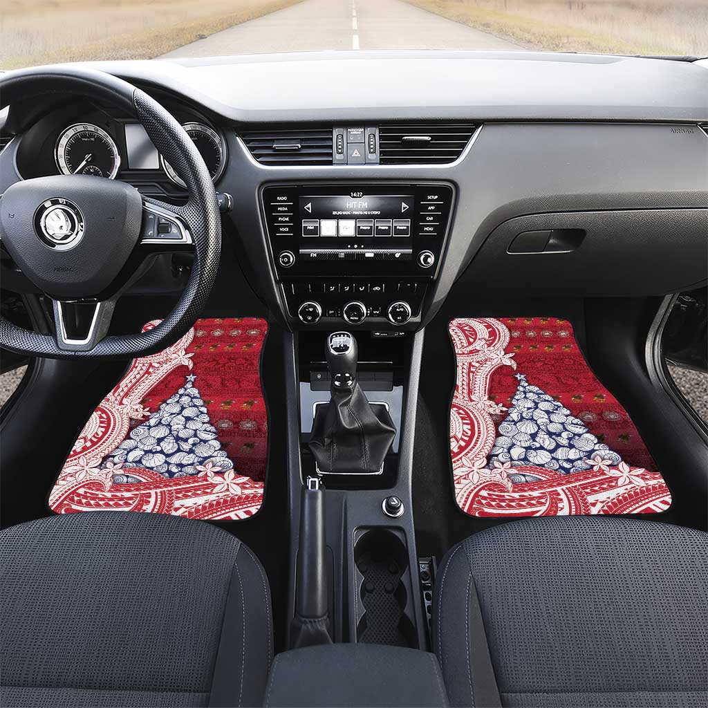 American Samoa Christmas Car Mats Seashell Xmas Tree Tribal Waves - Polynesian Pride