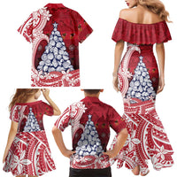 American Samoa Christmas Family Matching Mermaid Dress and Hawaiian Shirt Seashell Xmas Tree Tribal Waves DT05 - Polynesian Pride