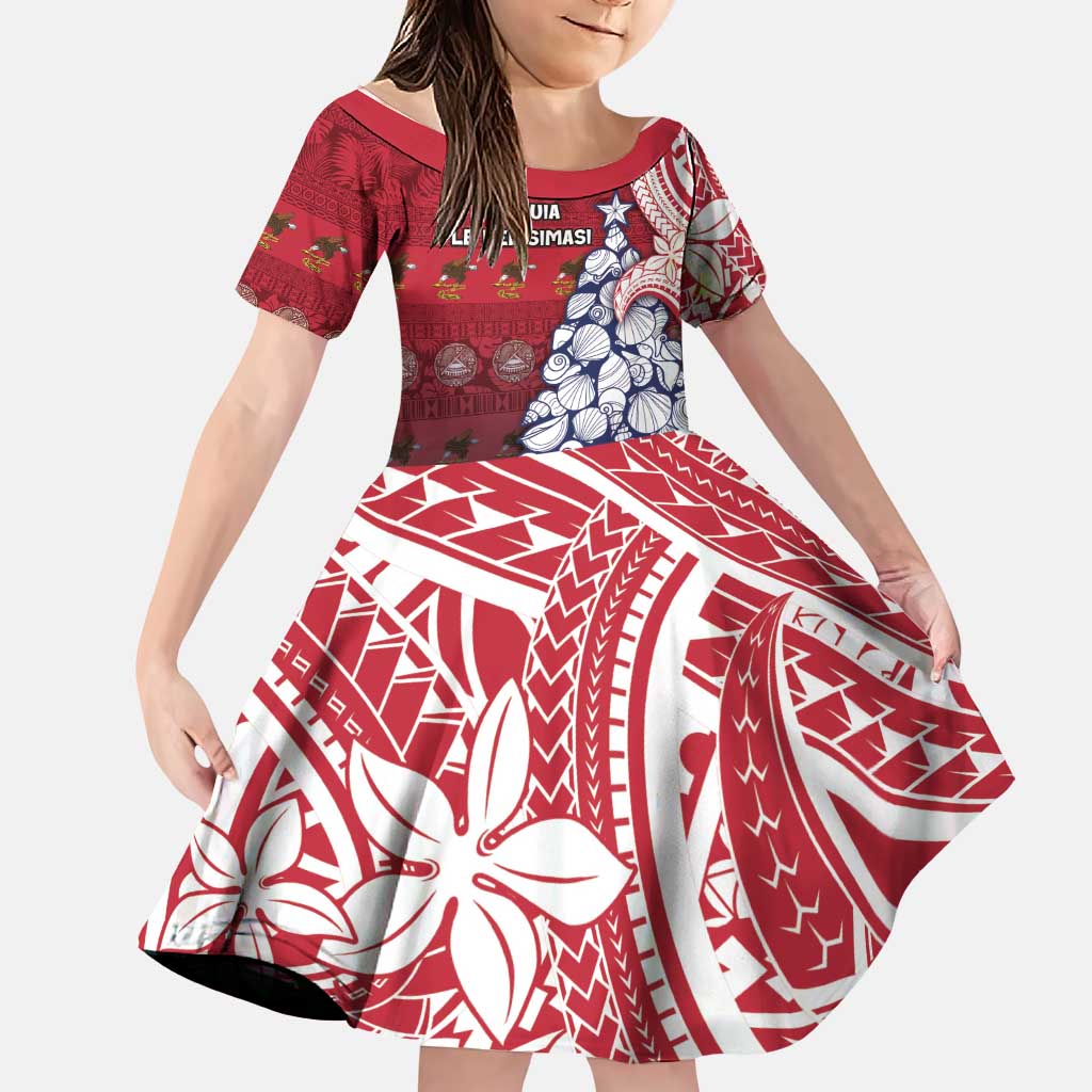 American Samoa Christmas Family Matching Summer Maxi Dress and Hawaiian Shirt Seashell Xmas Tree Tribal Waves - Polynesian Pride