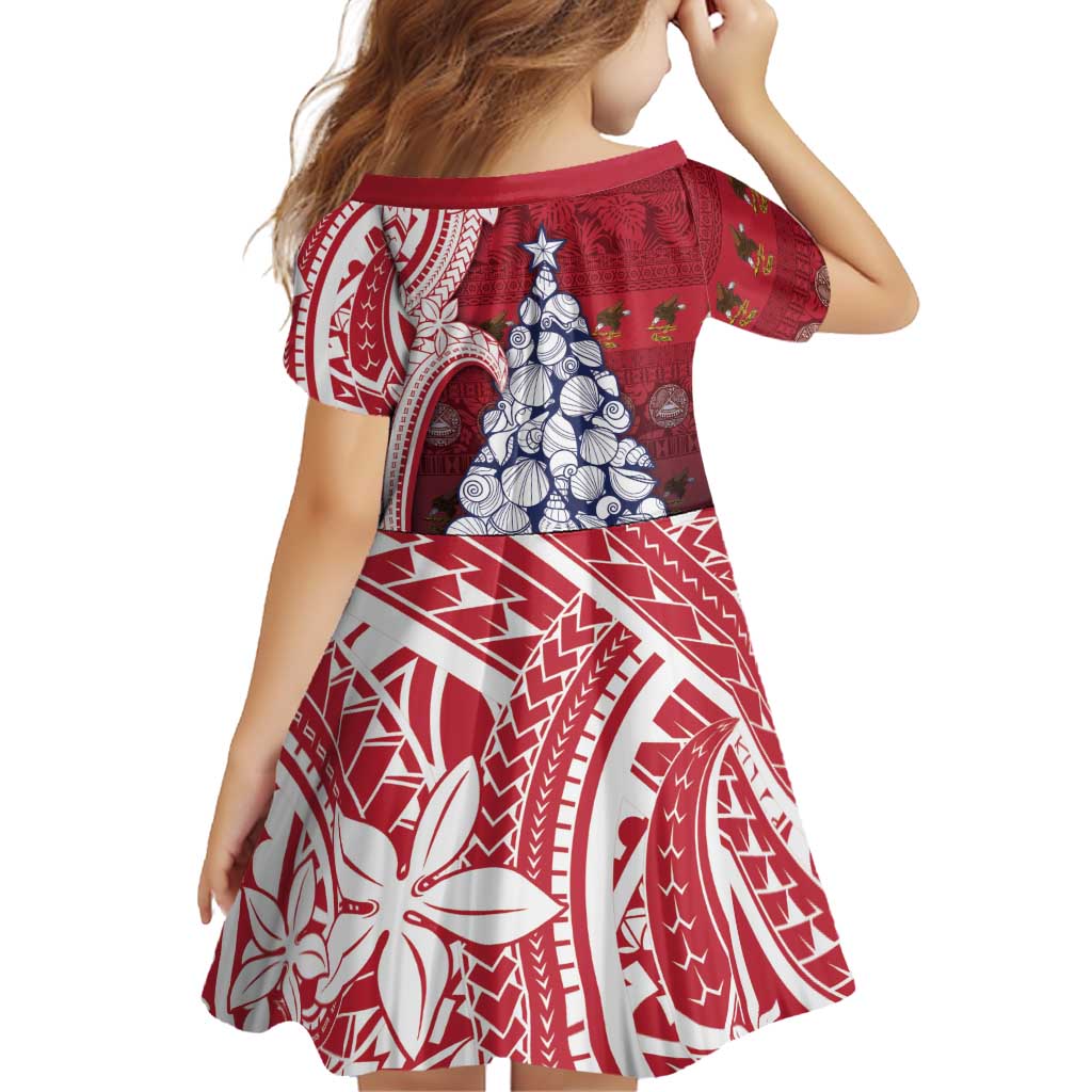 American Samoa Christmas Family Matching Tank Maxi Dress and Hawaiian Shirt Seashell Xmas Tree Tribal Waves - Polynesian Pride