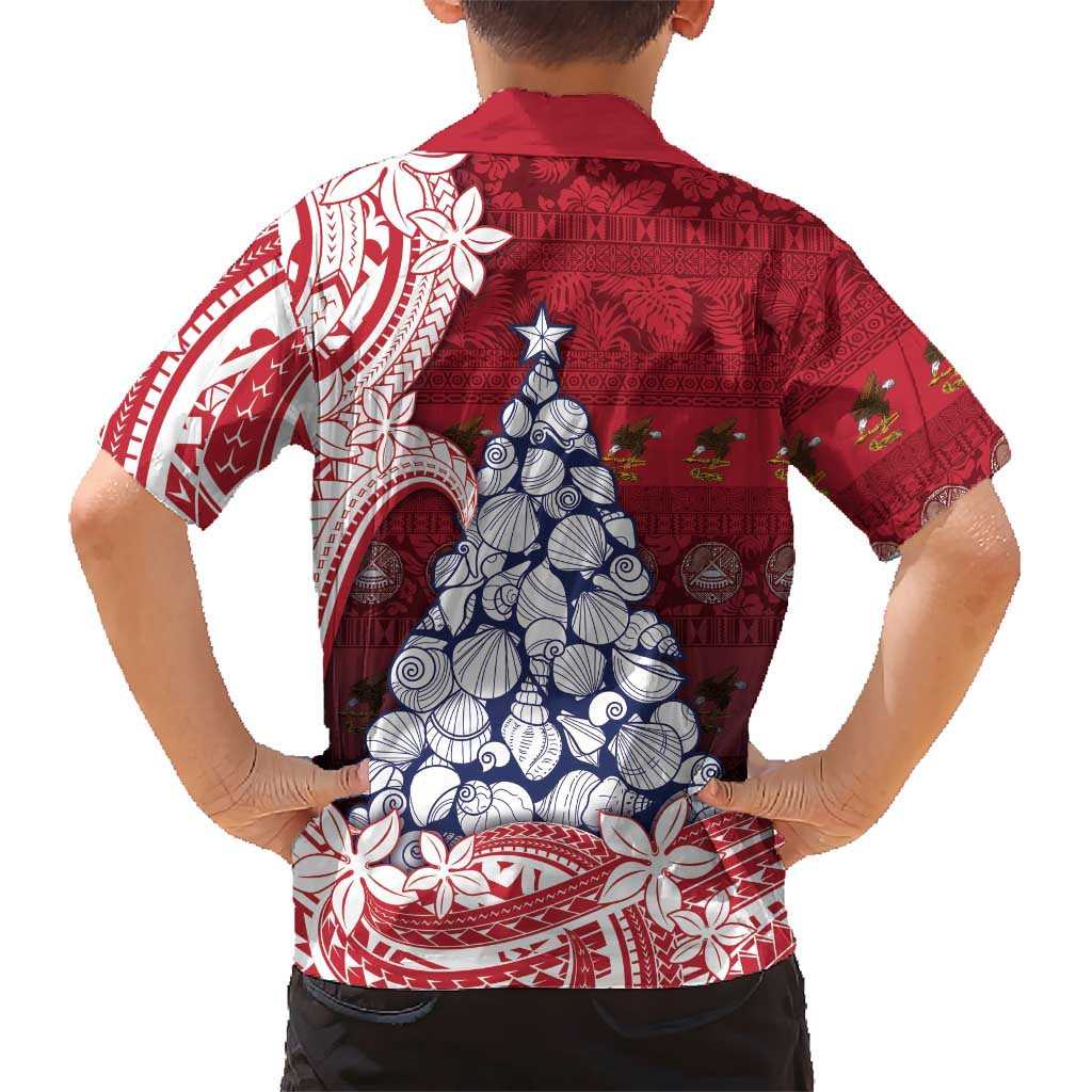 American Samoa Christmas Hawaiian Shirt Seashell Xmas Tree Tribal Waves - Polynesian Pride