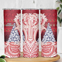 American Samoa Christmas Skinny Tumbler Seashell Xmas Tree Tribal Waves DT05 - Polynesian Pride