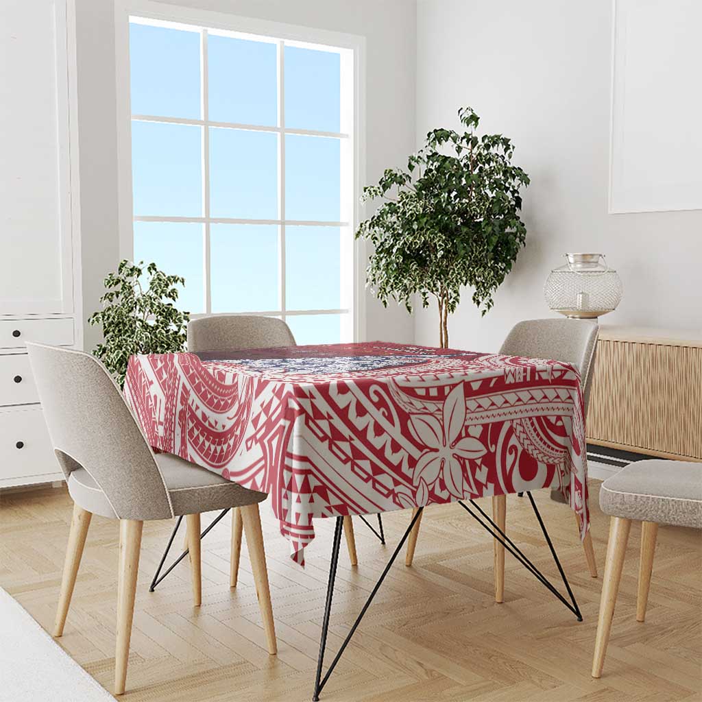 American Samoa Christmas Tablecloth Seashell Xmas Tree Tribal Waves - Polynesian Pride