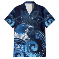 New Zealand Matariki Family Matching Long Sleeve Bodycon Dress and Hawaiian Shirt Maori Tui Bird Blue Galaxy DT05 Dad's Shirt - Short Sleeve Blue - Polynesian Pride