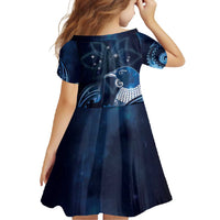 New Zealand Matariki Family Matching Off Shoulder Maxi Dress and Hawaiian Shirt Maori Tui Bird Blue Galaxy DT05 - Polynesian Pride