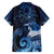 New Zealand Matariki Family Matching Off Shoulder Maxi Dress and Hawaiian Shirt Maori Tui Bird Blue Galaxy