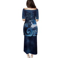 New Zealand Matariki Family Matching Puletasi and Hawaiian Shirt Maori Tui Bird Blue Galaxy DT05 - Polynesian Pride