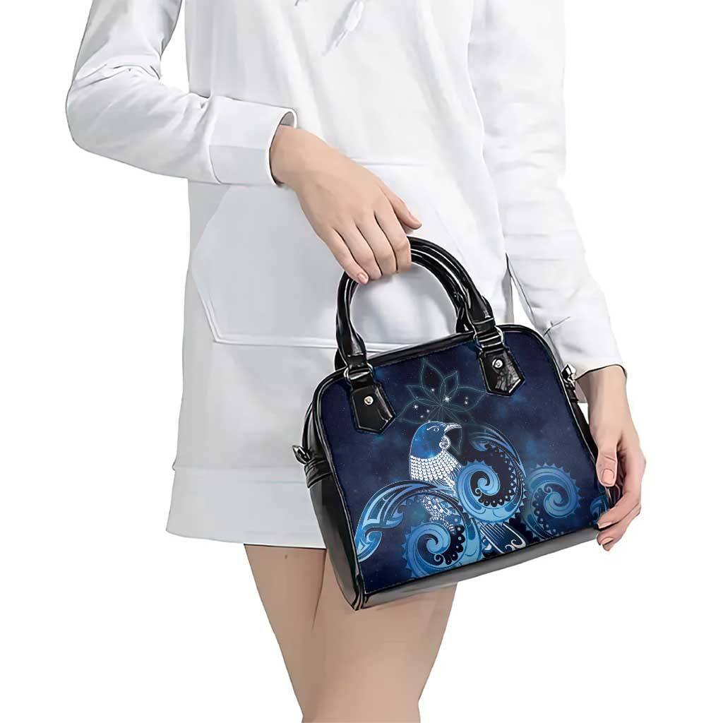 New Zealand Matariki Shoulder Handbag Maori Tui Bird Blue Galaxy