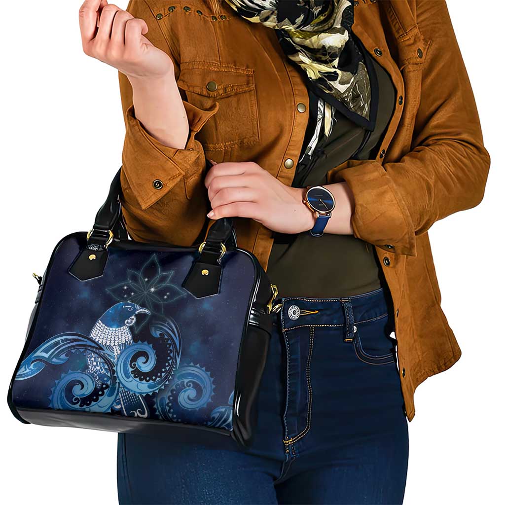 New Zealand Matariki Shoulder Handbag Maori Tui Bird Blue Galaxy