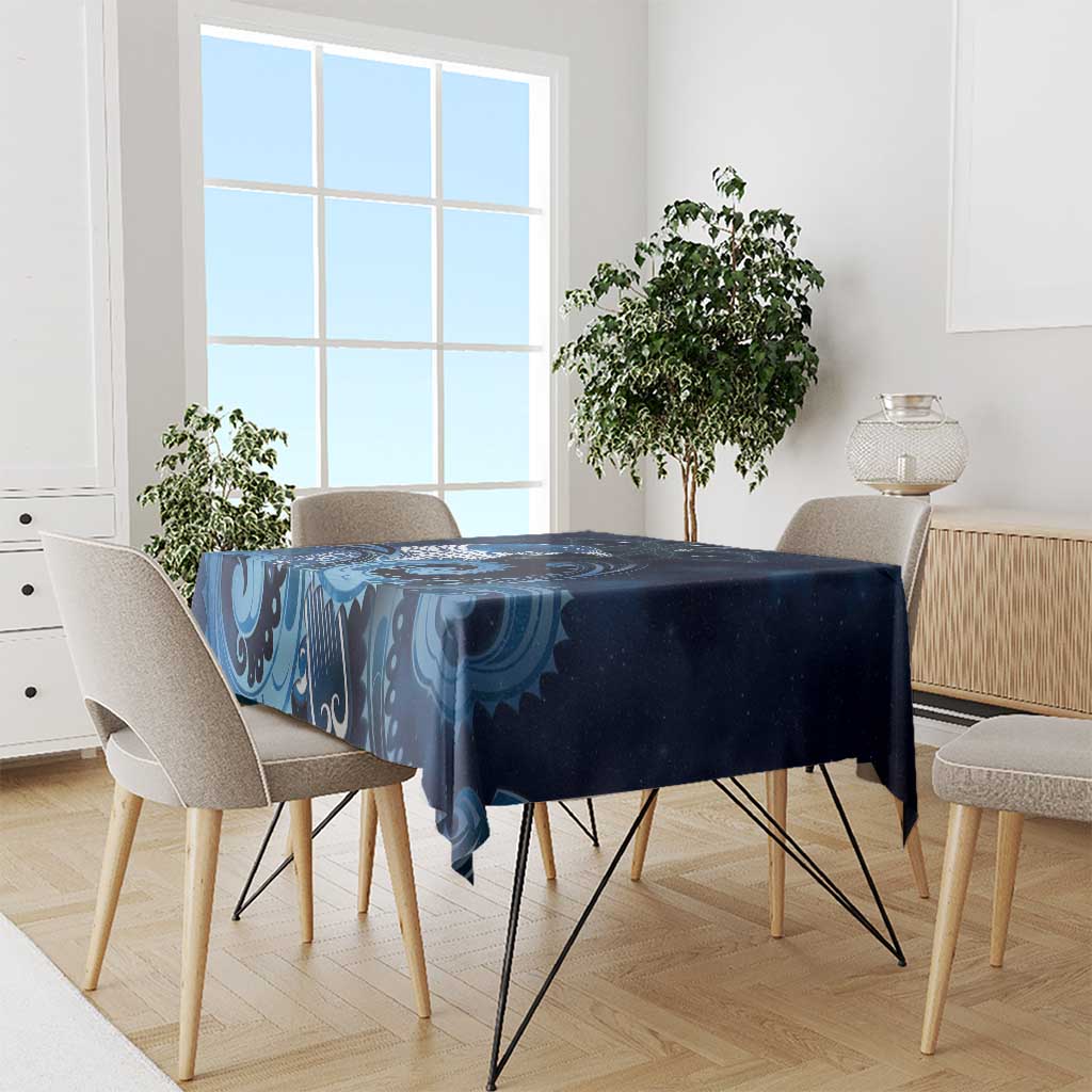 New Zealand Matariki Tablecloth Maori Tui Bird Blue Galaxy