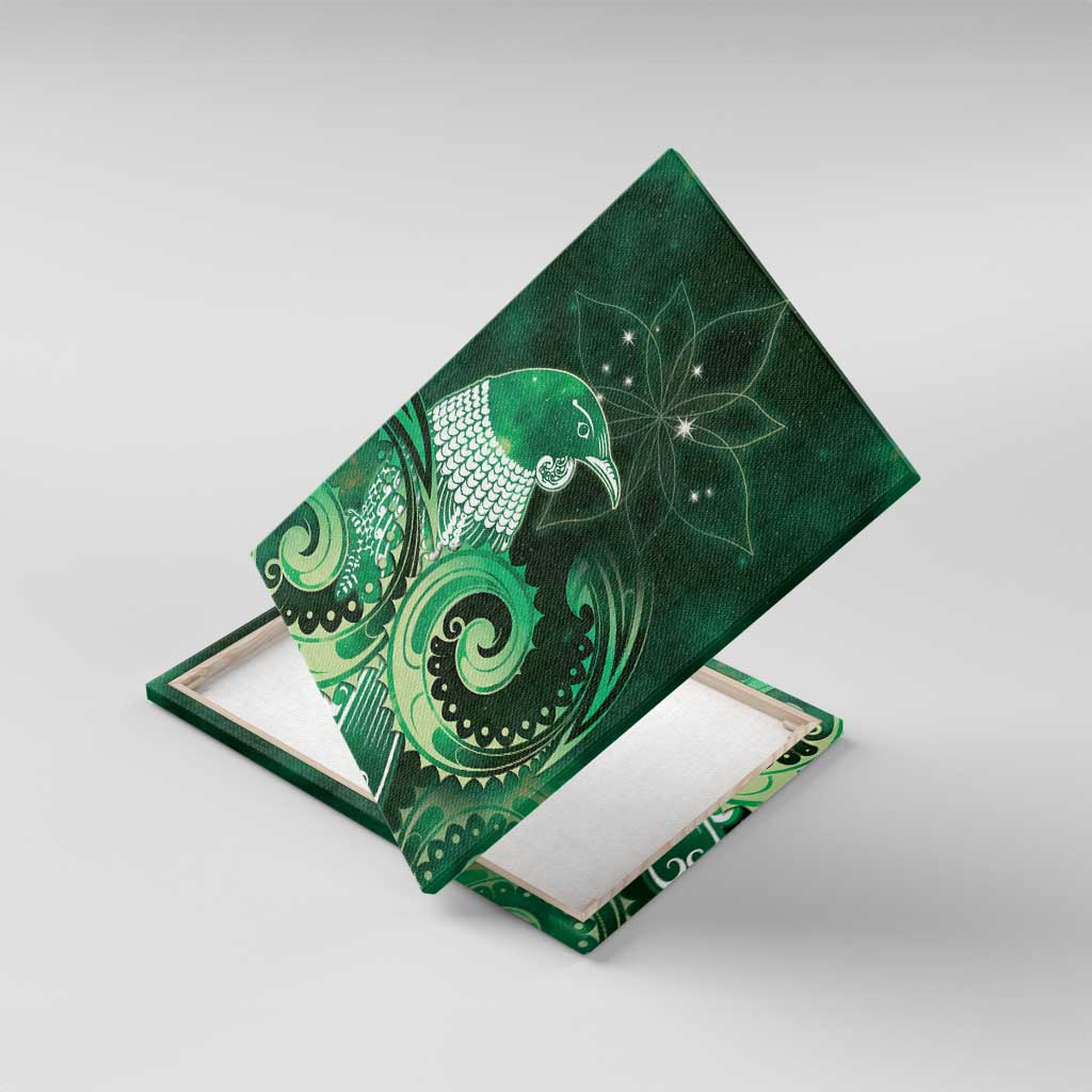 New Zealand Matariki Canvas Wall Art Maori Tui Bird Green Galaxy